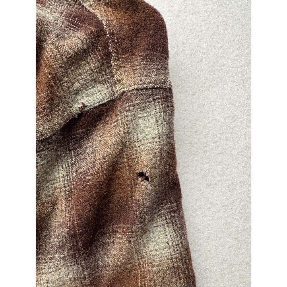 Vintage KLINKERFUES North Country Brown Plaid Flannel Wool Shirt Size M *flaw - Picture 6 of 6